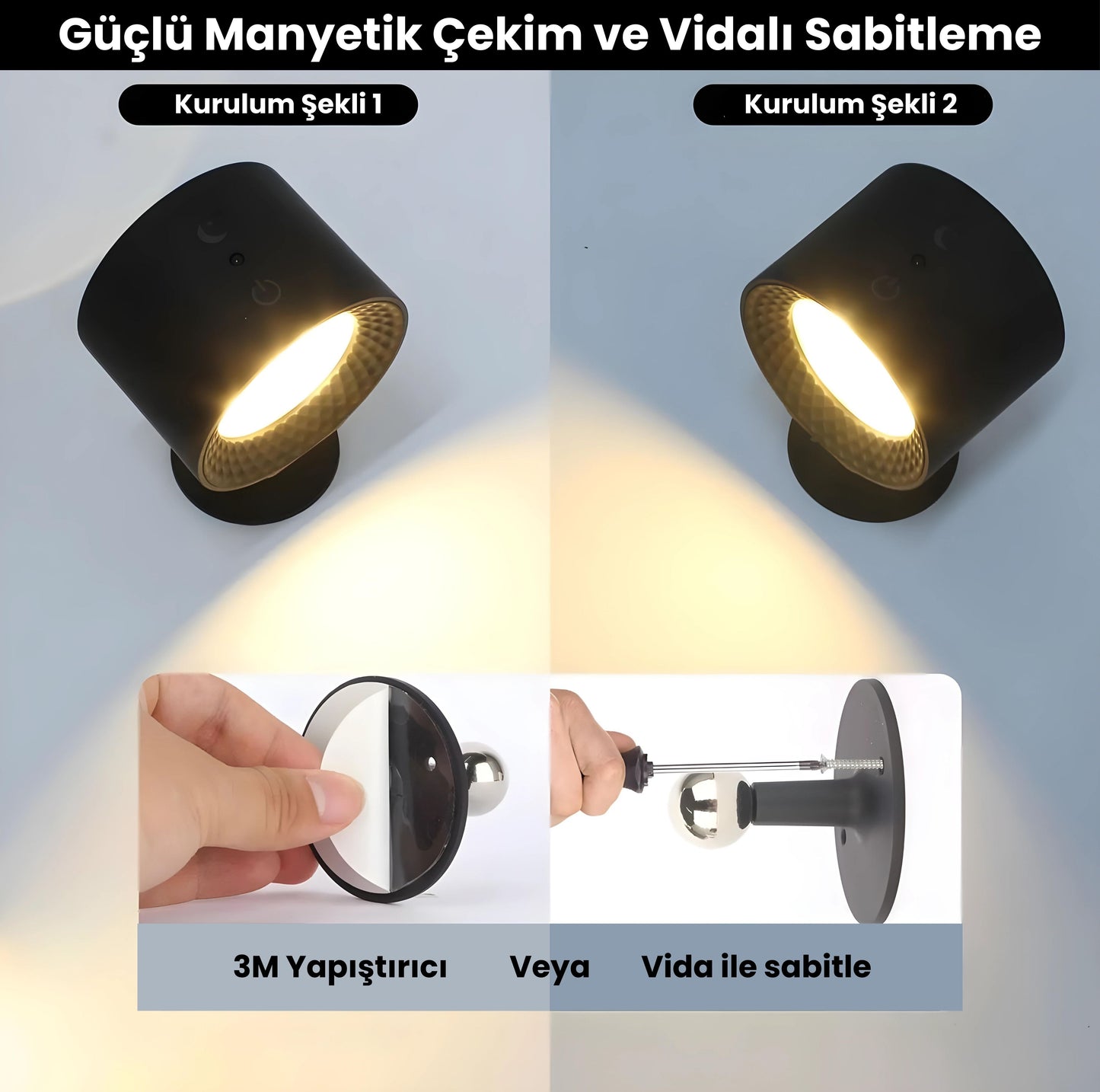 Luminose® LED Şarj Edilebilir Duvar Lambası